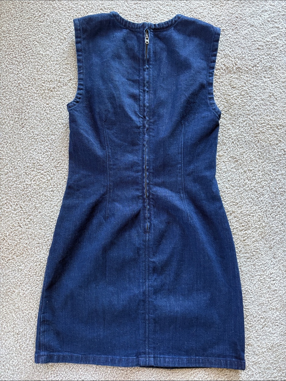 Abercrombie Fitch Sleeveless Navy Denim Sheath Dress short size XS EUC - Picture 3 of 3